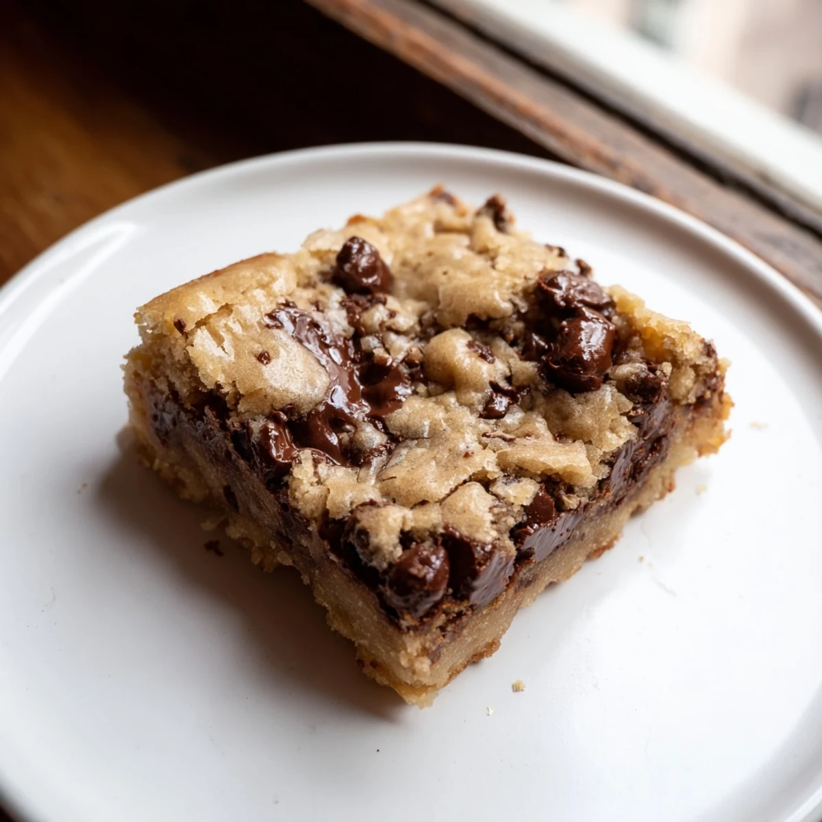 Imagine a tray of delicious Gooey Chocolate Chip Cookie Bars, ready to serve with a scoop of vanilla ice cream.
