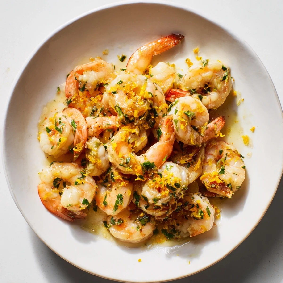 Golden-brown 15-Minute Garlic Shrimp Scampi, a quick Italian-American dish with lemon butter sauce.