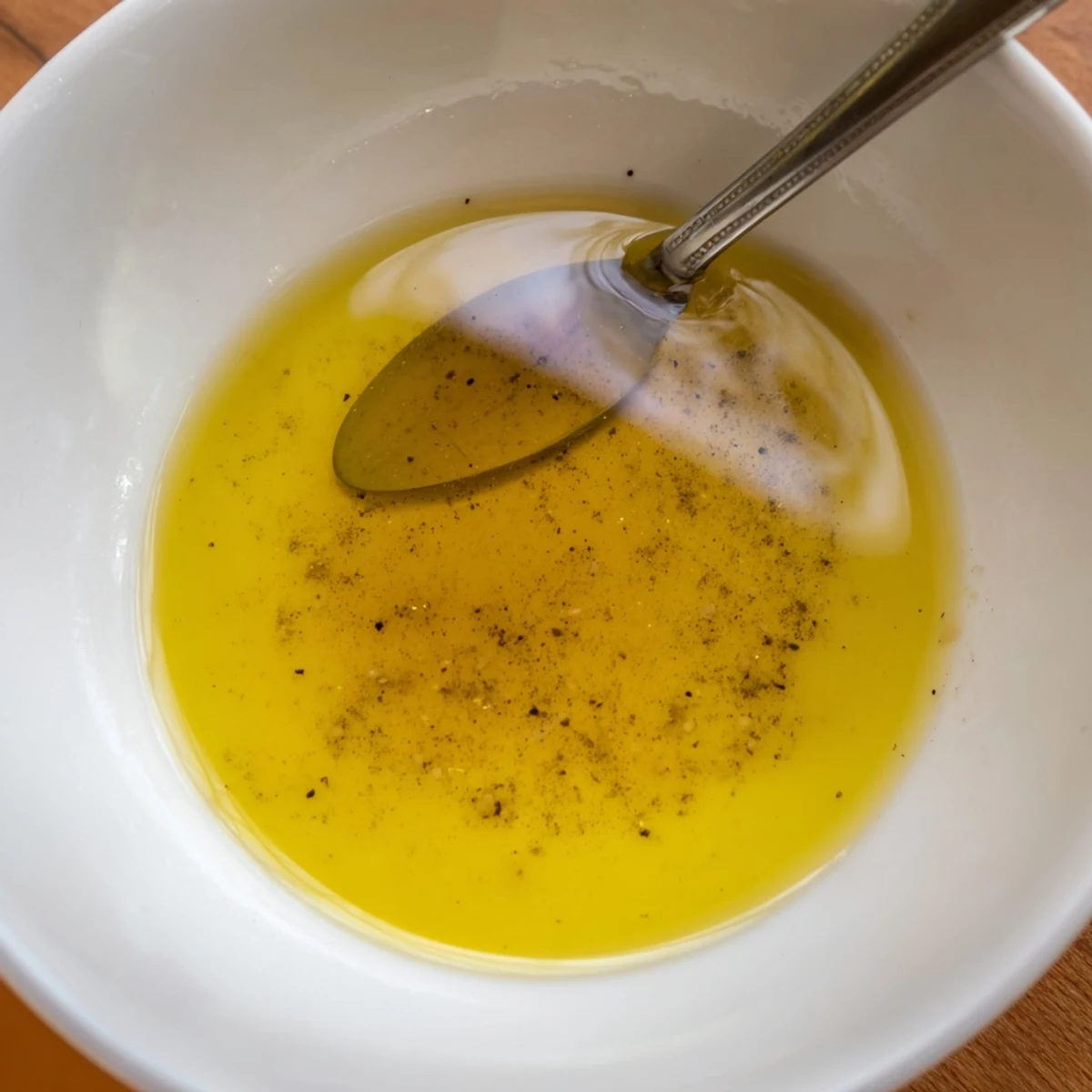 Golden-hued Simple Honey Vinaigrette Salad Dressing, a quick and easy dressing with bright flavors.