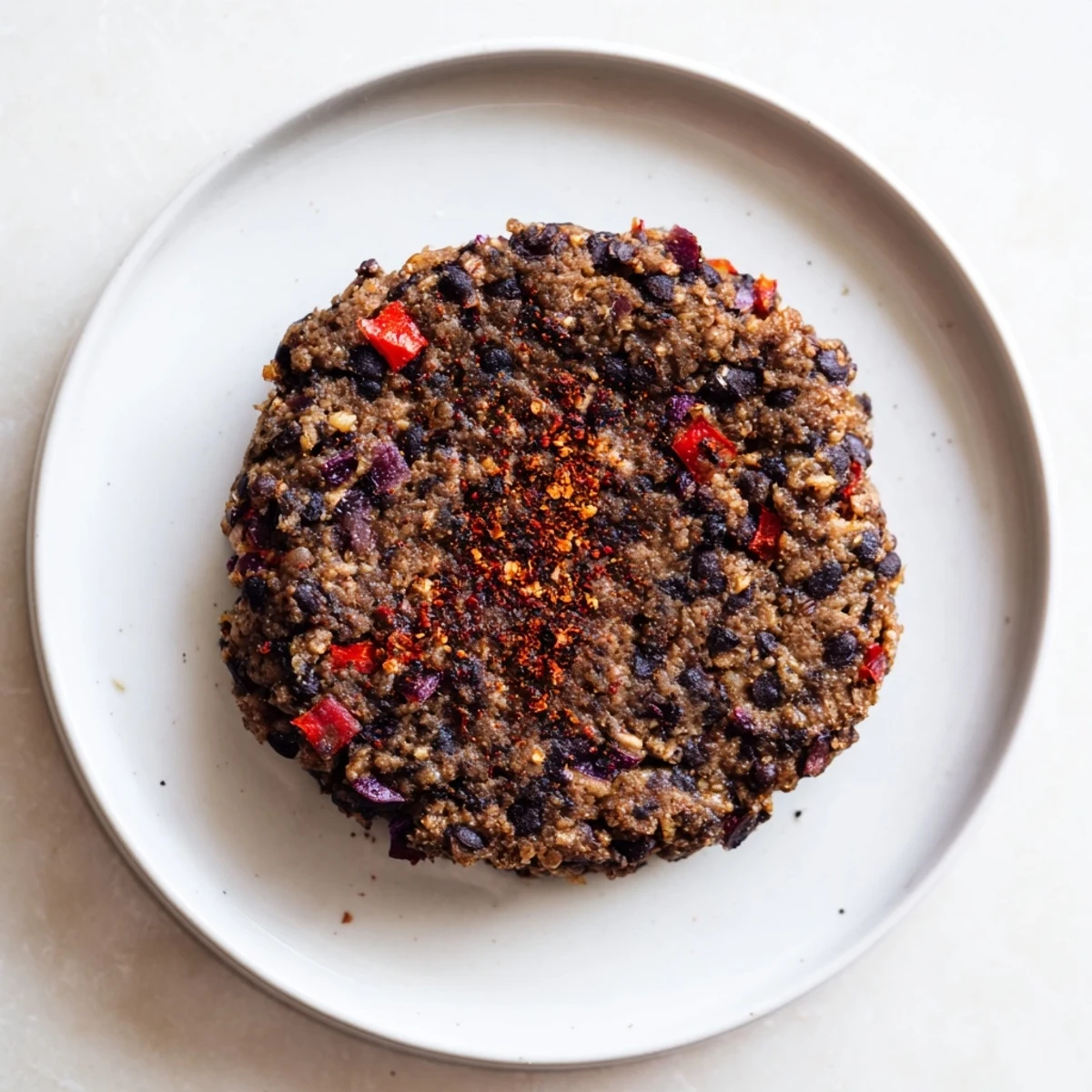 Close-up of a sizzling black bean burger patty, promising a flavorful bite of this vegetarian delight.