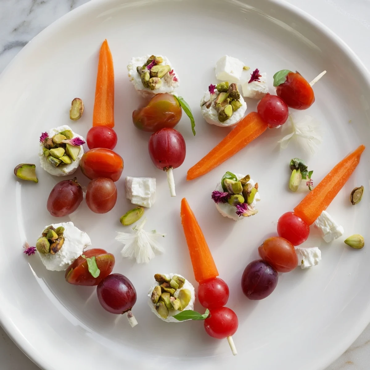 A visually stunning overhead shot of The Hanging Gardens, a garden-inspired, flavorful appetizer spread.