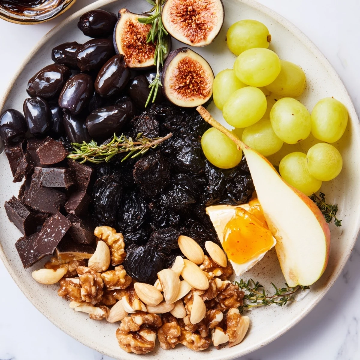 A beautifully arranged Winter Solstice Board showcases both dark and light flavors for the season.