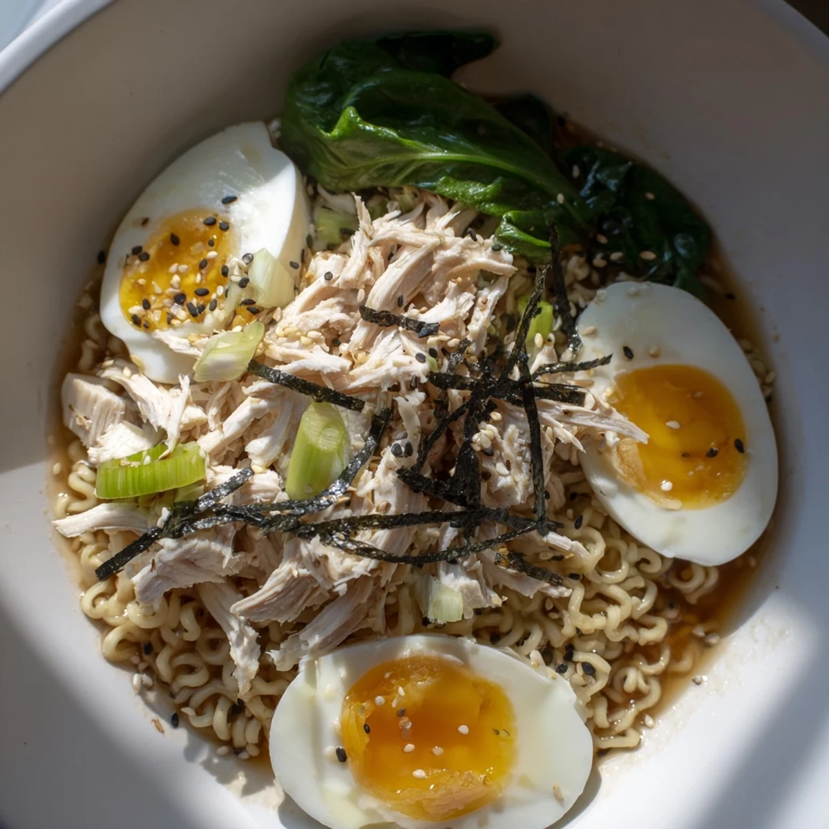 Creamy Chicken Ramen dish with Kewpie mayo, served hot in a bowl, perfect comfort food.