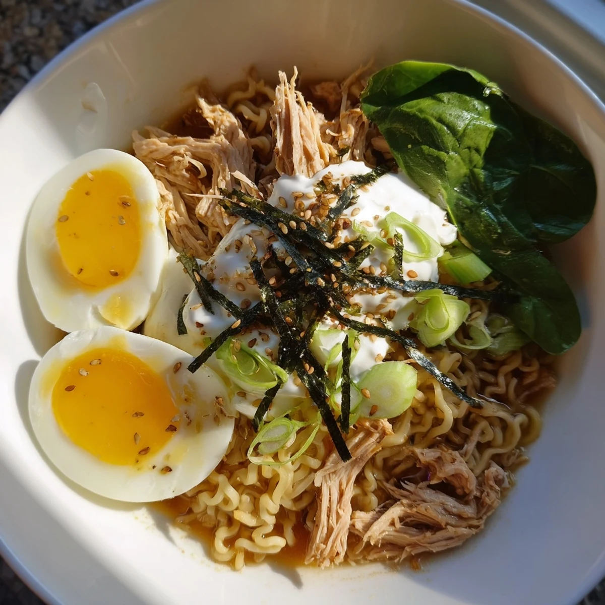 Homemade Chicken Ramen, flavorful with Kewpie mayo, chicken, and egg, ready to be enjoyed.