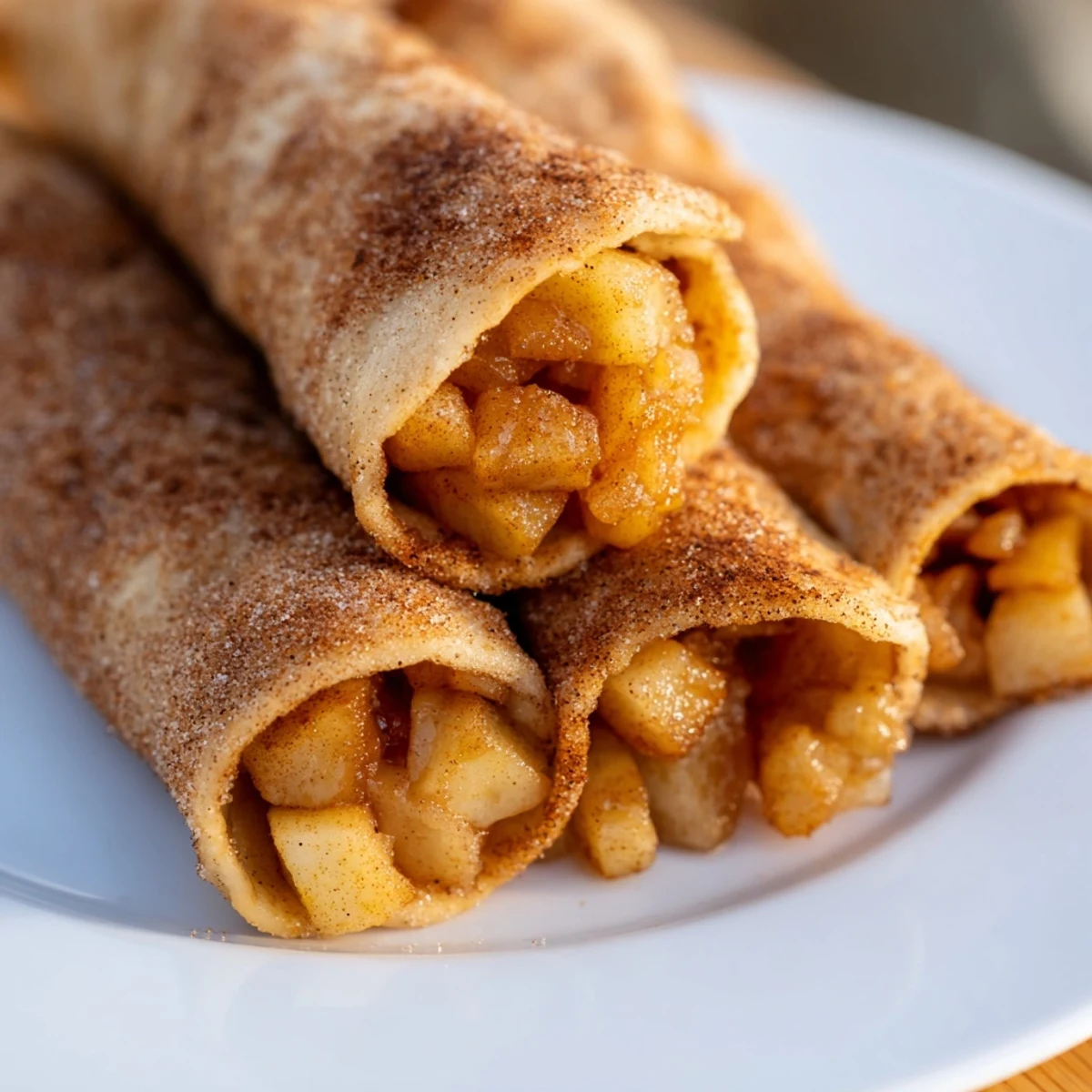 Warm, gooey Apple Pie Roll-Ups with a cinnamon-sugar crust, perfect for dessert tonight.