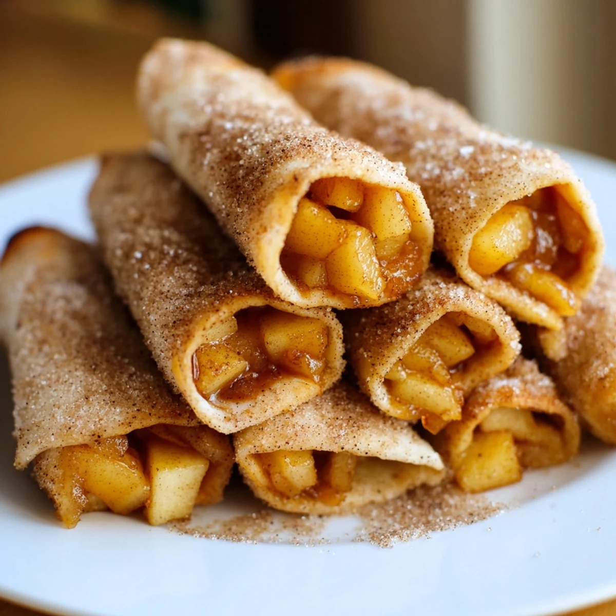 Freshly baked Apple Pie Roll-Ups, showcasing a delightful cinnamon aroma and fruity filling.