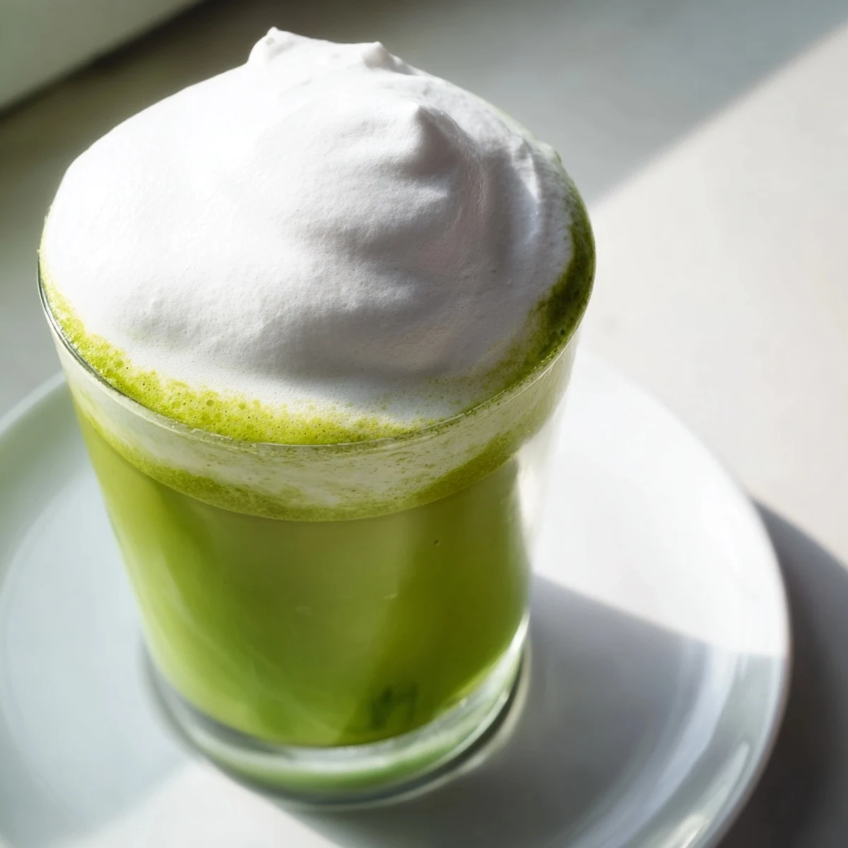 Steaming and frothy, this creamy matcha latte is a delicious and energizing morning treat.