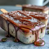 Creamy vanilla bean frappuccino fudge pops with rich coffee flavor and a smooth chocolate coating, perfect for a refreshing summer dessert.