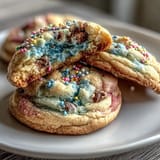 Vibrant pastel swirl birthday cookies with soft, buttery texture and colorful cookie dough spirals.  