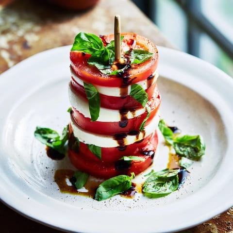 Tuscan tomato mozzarella basil stack