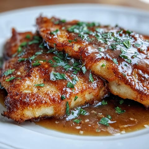 Delicate flounder meunière fillets glistening in nutty browned butter, ready to serve.