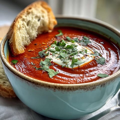 Charred roasted red peppers and harissa bring bold Mediterranean flavors to this vibrant bowl.