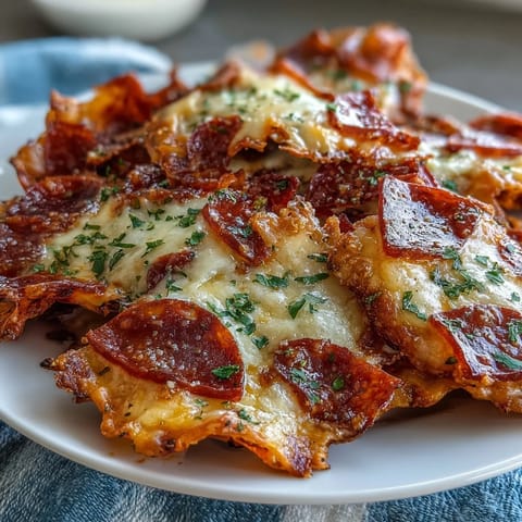 Serve these golden, crispy Pepperoni Cheese Crisps on a platter with marinara sauce for dipping, perfect for game day appetizers.