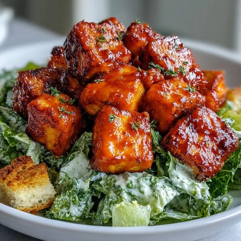Crispy Buffalo Tofu Caesar Salad