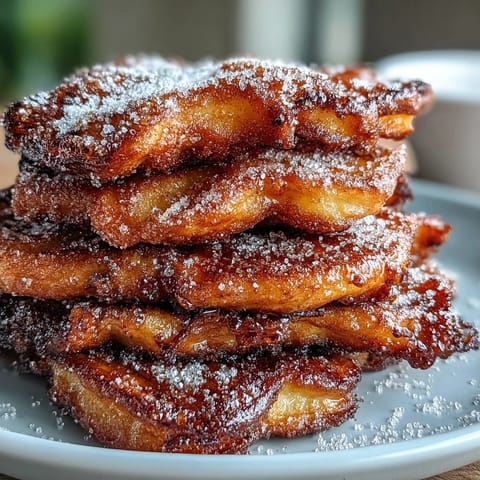 Golden-brown Spanish Churro-Inspired Pancakes with crispy edges rest on a plate, ready to be drizzled with syrup.