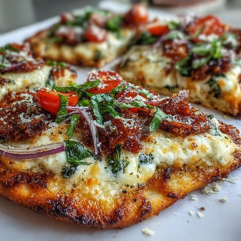 Golden-baked Crispy Garlic Parmesan Naan Pizza with melted mozzarella and fresh basil garnish.