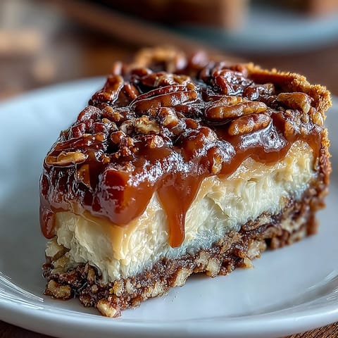 Golden-baked Candied Yams Pie with Pecan Crust, topped with caramelized pecan halves.  