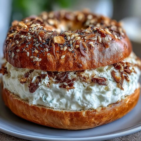 Soft, protein-packed bagels served warm with creamy Greek yogurt dip, bursting with classic everything bagel flavor.  