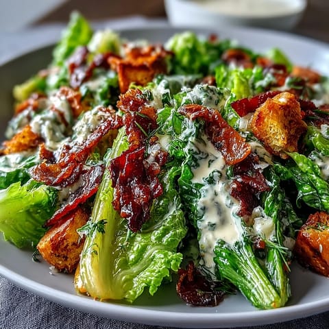 Celery Caesar Salad Crunchy Croutons