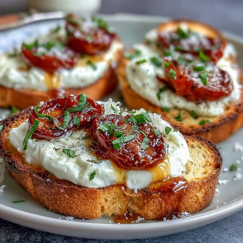 Honey Peach Burrata Toast