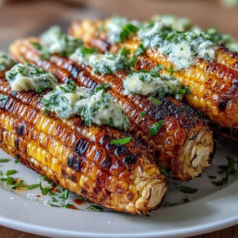 Charred Memorial Day grilled corn with vibrant herb butters ready to serve.