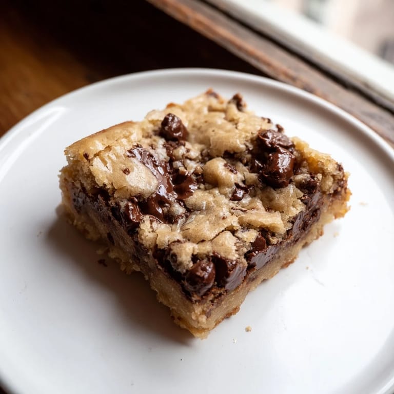 Imagine a tray of delicious Gooey Chocolate Chip Cookie Bars, ready to serve with a scoop of vanilla ice cream.