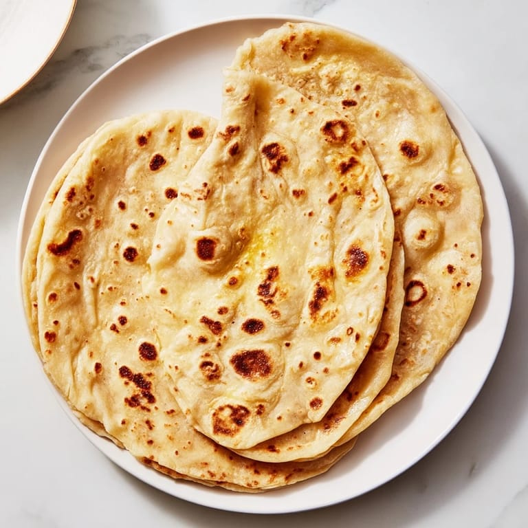 Freshly made Three-Ingredient Easy Flatbreads, a stack of soft, round flatbread perfect as a side dish.