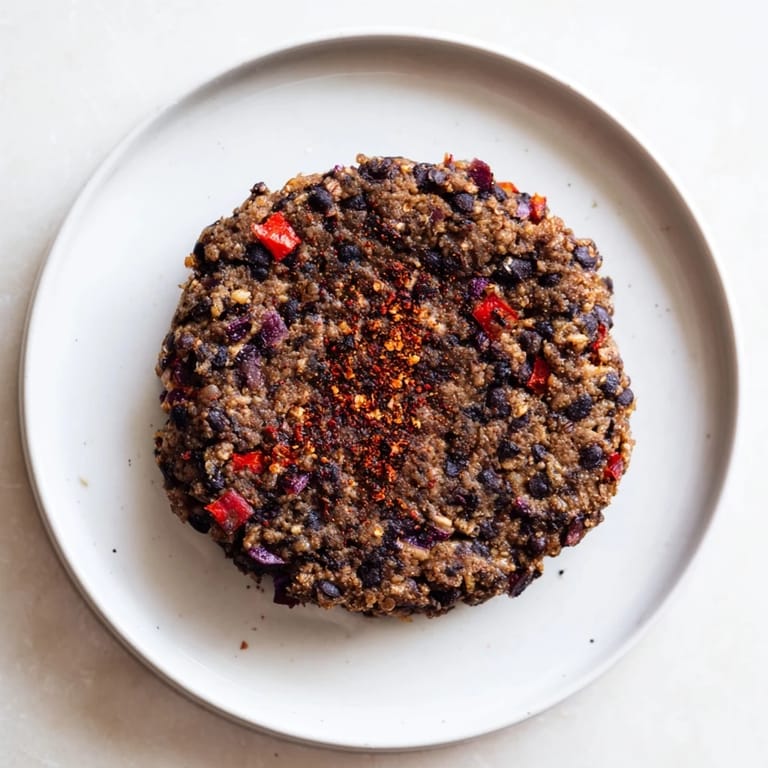 Close-up of a sizzling black bean burger patty, promising a flavorful bite of this vegetarian delight.