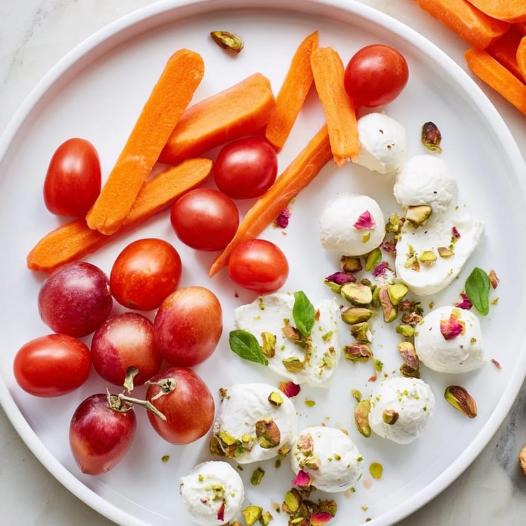 Vibrant The Hanging Gardens appetizer arrangement with feta, hummus, and a selection of colorful fresh ingredients ready to serve.