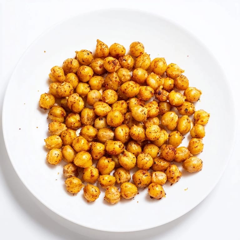 A close-up of delicious, seasoned Chickpea Snack, textured and ready to eat, a perfect vegan treat.