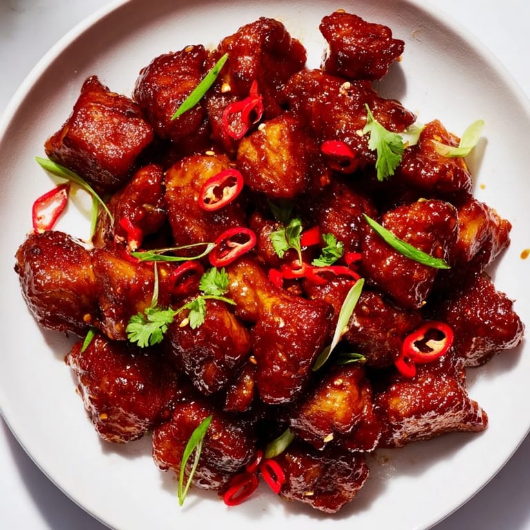 This close-up showcases the sticky, glistening Vietnamese Caramel Chicken, ready for a delicious dinner.
