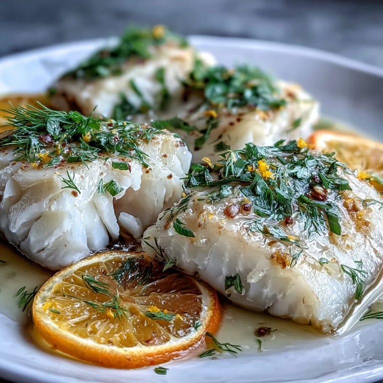 Tender poached cod, vibrant fennel orange slices, and aromatic herbs steams beautifully.