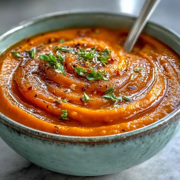 Freshly blended Carrot Ginger Soup in a blender, highlighting the smooth texture and bright, sweet carrots with zesty ginger.