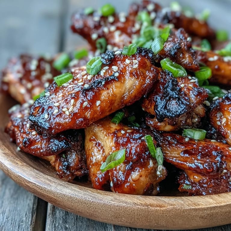 A close-up of sticky Coca Cola Chicken Wings showing rich glaze dripping over tender meat in a skillet.
