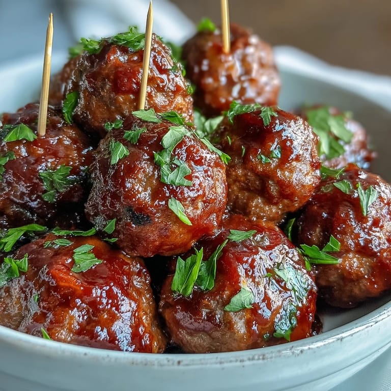 These tender Grape Jelly and Chili Sauce Meatballs are spooned over steamed rice for a satisfying weeknight dinner in a rich glaze.