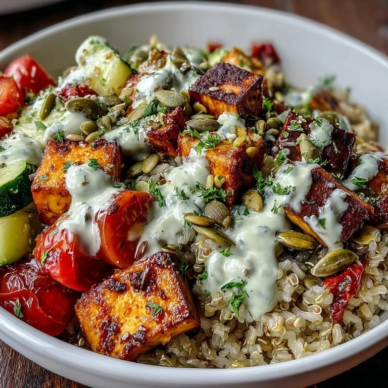 Hearty Customizable Grain Bowl with quinoa and chickpeas, loaded with tomatoes and cucumbers, ready for a quick meal prep.