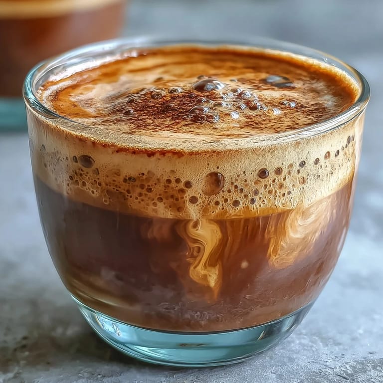 Creamy Hojicha Cortado topped with frothy milk, dusted with roasted tea powder beside a cinnamon stick garnish.