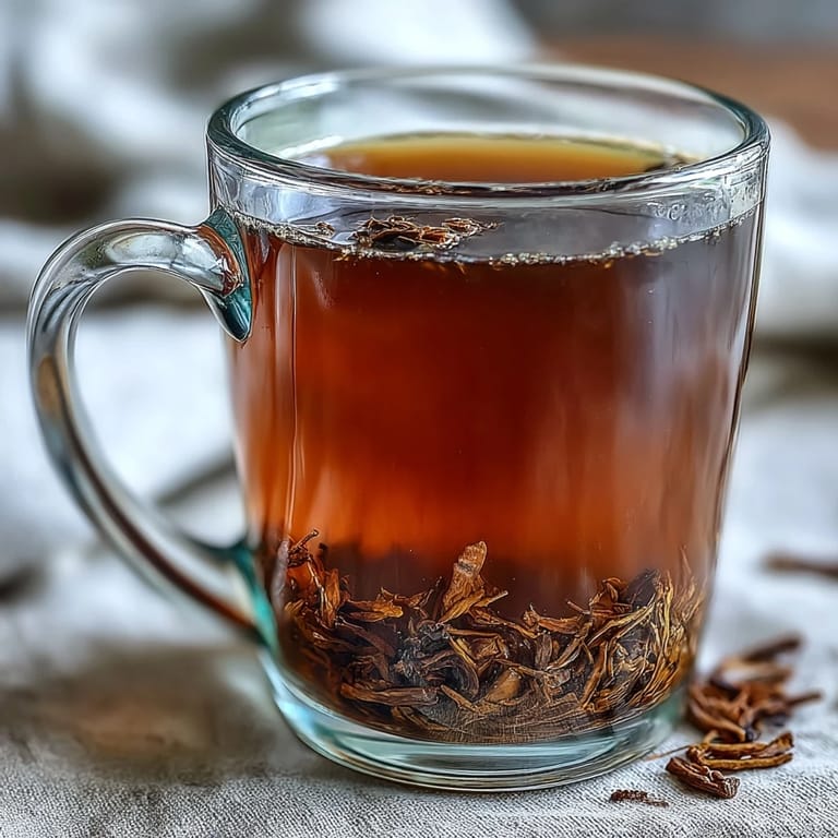 A warm Hojicha Americano beside a kettle and teapot, ready to serve.
