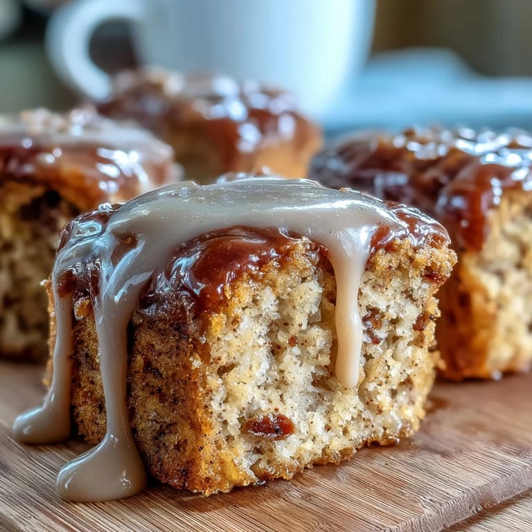 Soft and fluffy Maple Donut Bars topped with rich glaze, served on a wooden board with syrup.