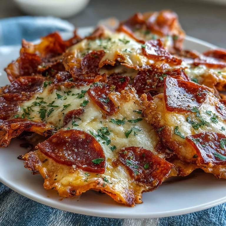 Serve these golden, crispy Pepperoni Cheese Crisps on a platter with marinara sauce for dipping, perfect for game day appetizers.