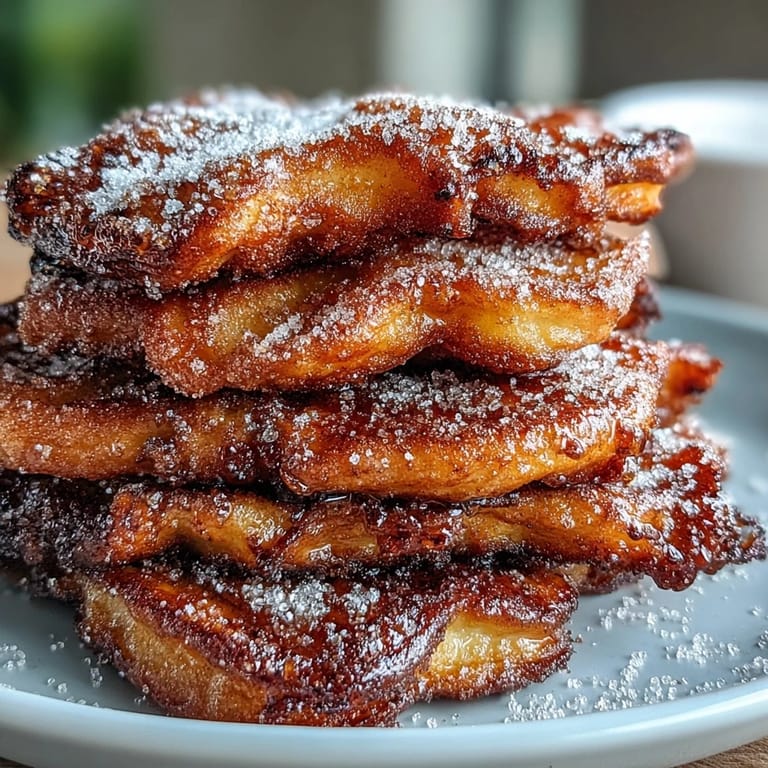 Golden-brown Spanish Churro-Inspired Pancakes with crispy edges rest on a plate, ready to be drizzled with syrup.