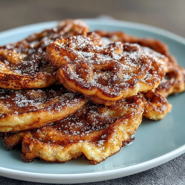 Freshly cooked Spanish Churro-Inspired Pancakes show off a fluffy interior and are topped with sweet cinnamon sugar.