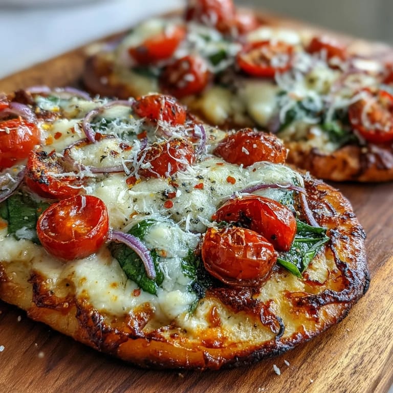 Enjoy this easy Crispy Garlic Parmesan Naan Pizza drizzled with olive oil