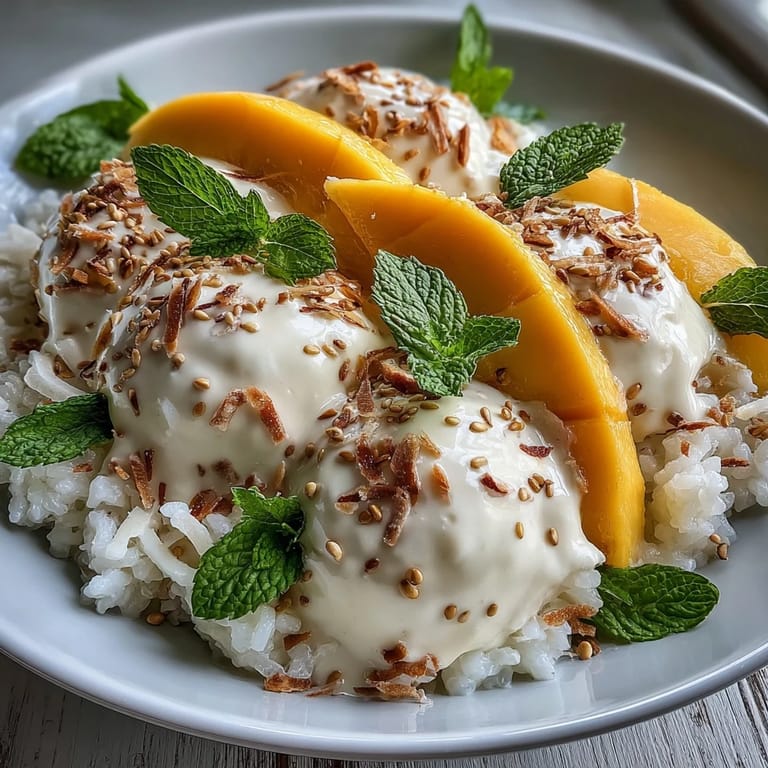 Sweet coconut sticky rice and luscious coconut cream make this Thai-inspired Mango Sticky Rice Breakfast Bowls recipe.