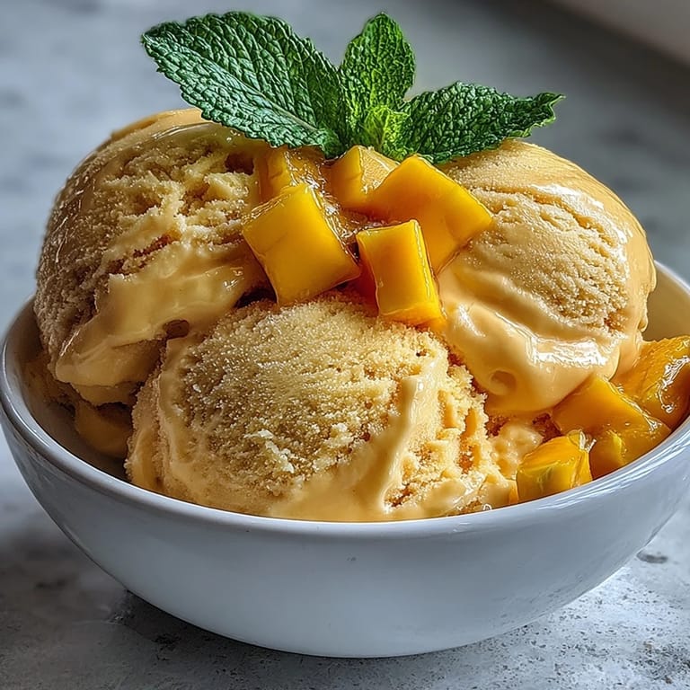 Homemade mango sorbet, naturally sweet and dairy-free, perfect for hot summer days.