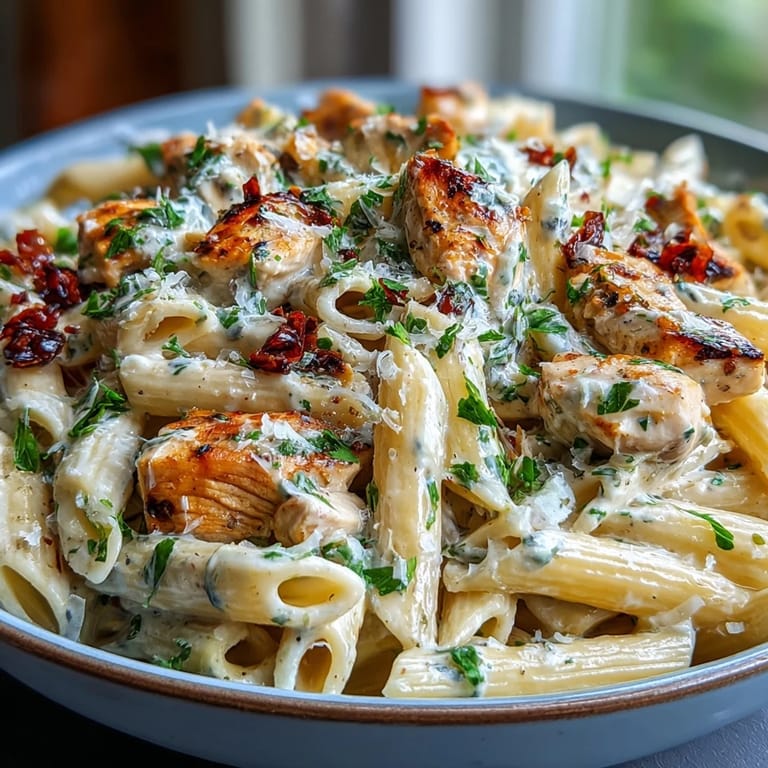A comforting bowl of Mississippi Chicken Pasta with pepperoncini, cream cheese, and shredded chicken slow-cooked to perfection.