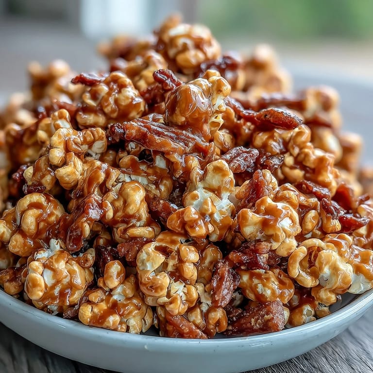 Sweet and crunchy Caramel Candy Apple Popcorn Mix, perfect for movie nights and parties.