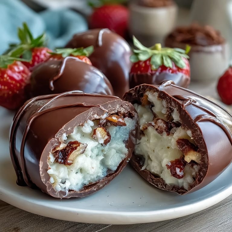 Luxurious Dubai-inspired Easter eggs with strawberry chocolate shell, crunchy hazelnut filling, and elegant gold leaf decoration for festive spring treats.