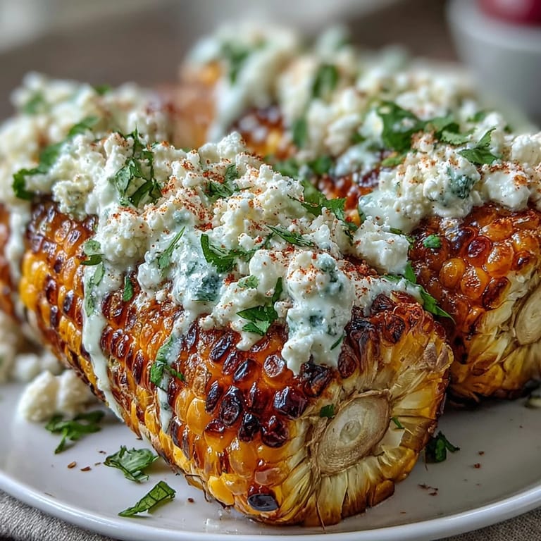 Golden corn cobs coated in tangy mayo-lime sauce, sprinkled with Cotija cheese and chili powder for authentic Mexican flavor.