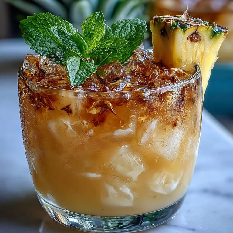Close-up of a creamy, tropical Pineapple Coconut Agua Fresca in a clear pitcher, showing the smooth blend of fresh pineapple and coconut milk with a lime slice on the rim.